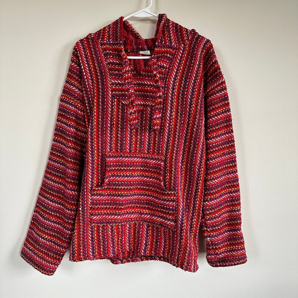 El Paso Baja Hoodie Vintage 1990s Earth Rug Mens SMALL Poncho Pullover Hippie